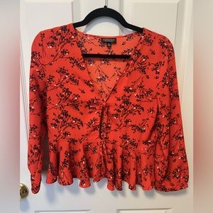 Topshop Red floral blouse